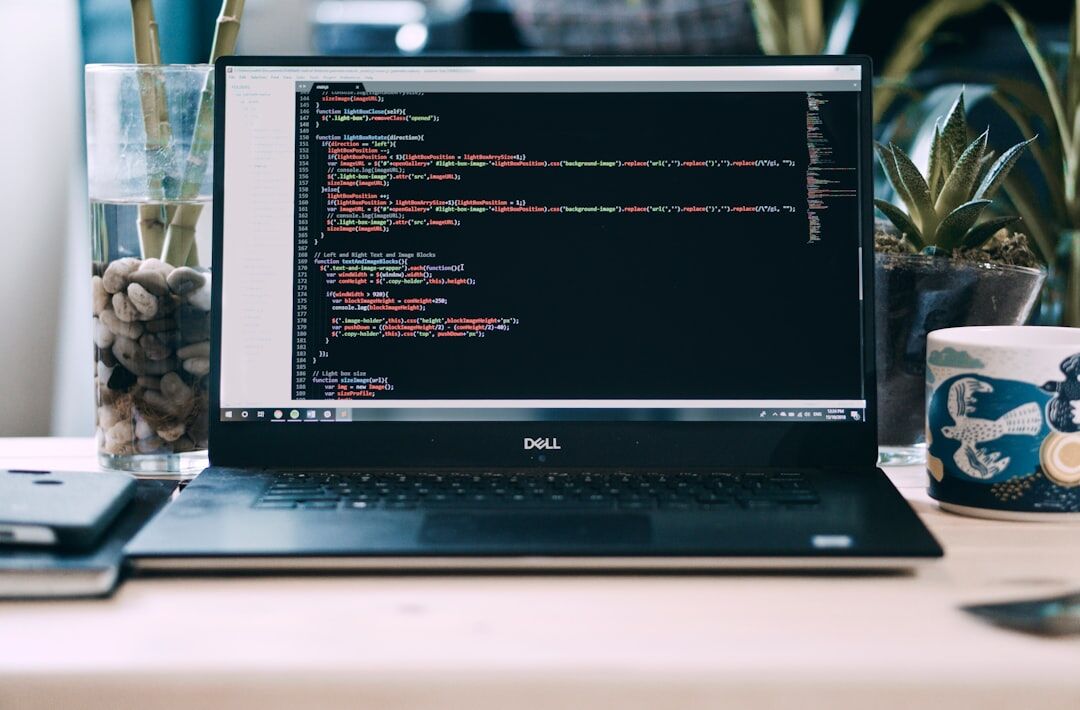 coding on laptop