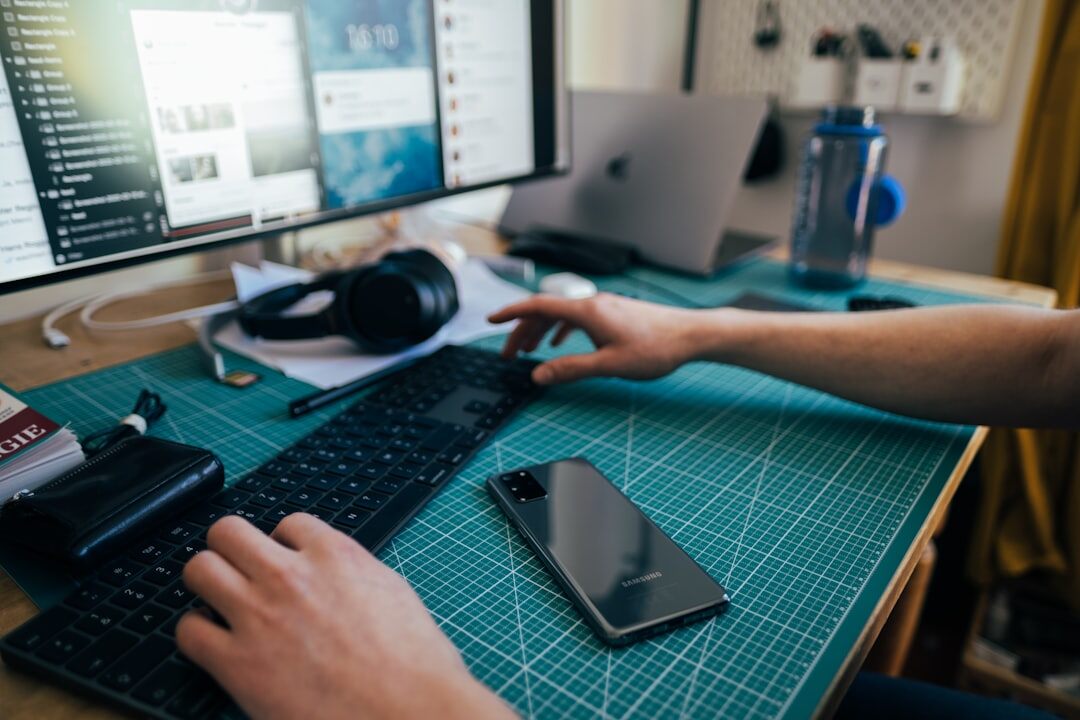 web developer at desk