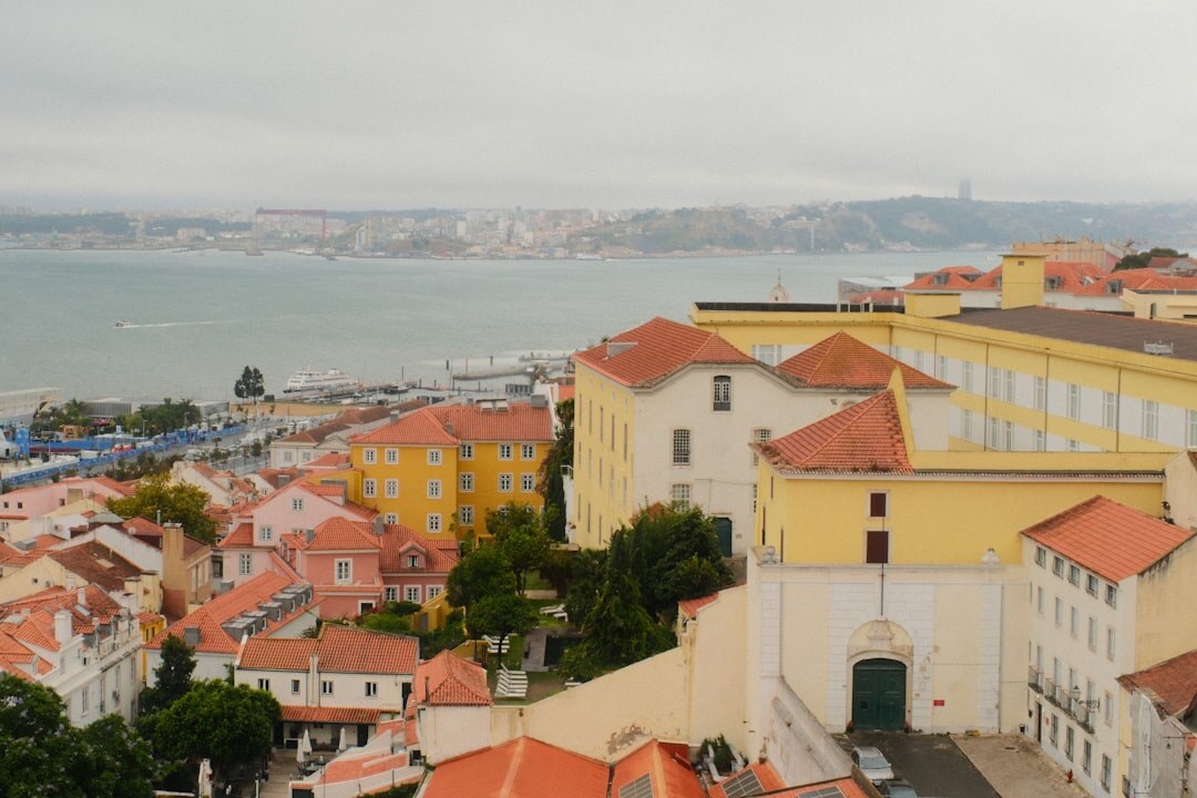 Lisbon skyline with rooftops at dusk